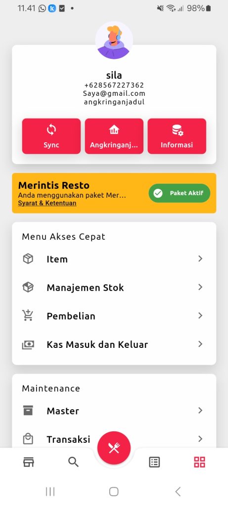 Tampilan fitur pengguna