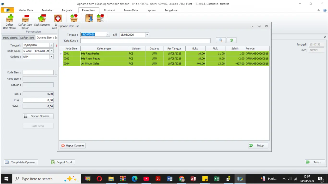 contoh hasil stock opname via import excel ipos 4